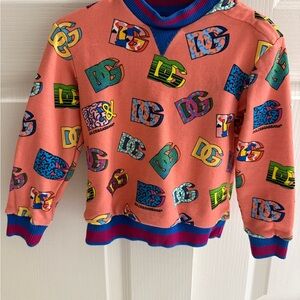 Dolce & Gabbana Coral Sweatshirt with Multicolor DG Logos